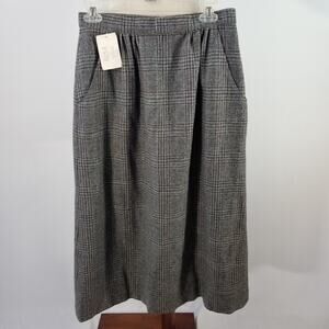 LL Bean Gray Teal Cranberry Blue Wool Vintage USA Skirt NEW Size 12